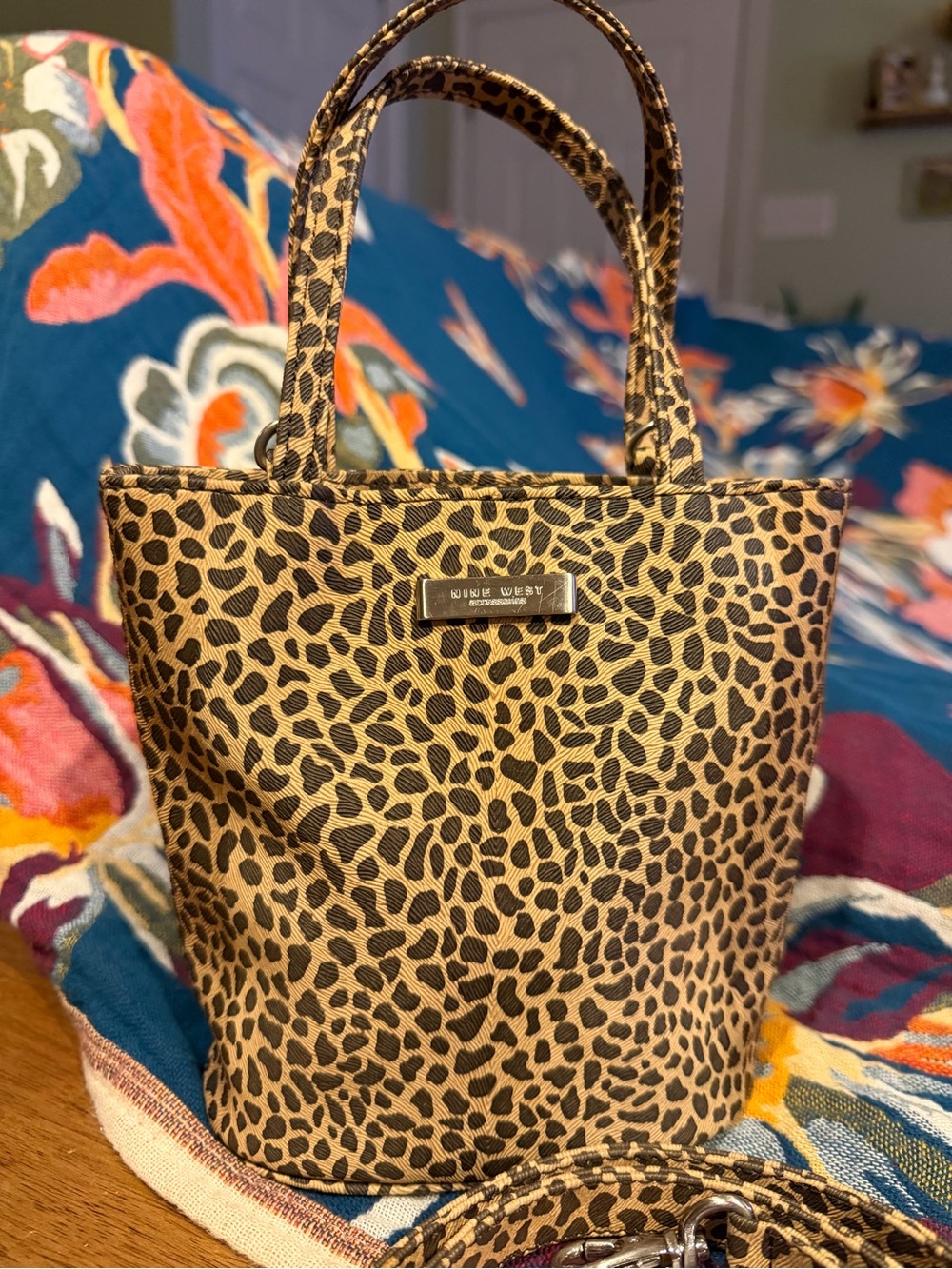 Vintage Y2K Nine West Leopard Print Mini Tote Bag